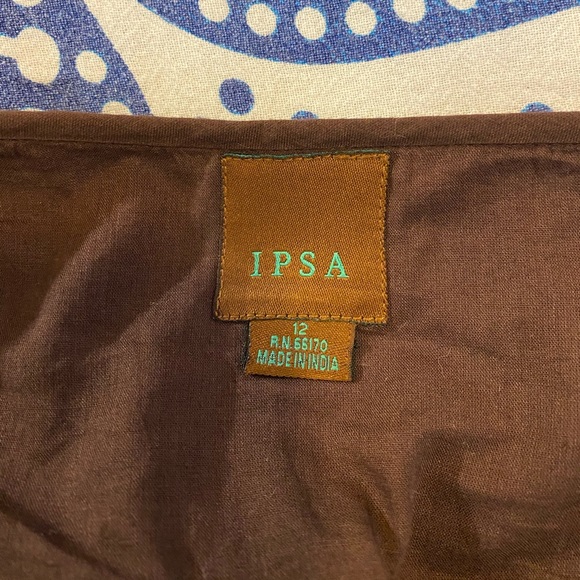 ANTHRO!💚👗ANTHROPOLOGIE IPSA BROWN A LINE SKIRT👗💚11/12 21” PINK EMBROIDERY - Picture 6 of 10
